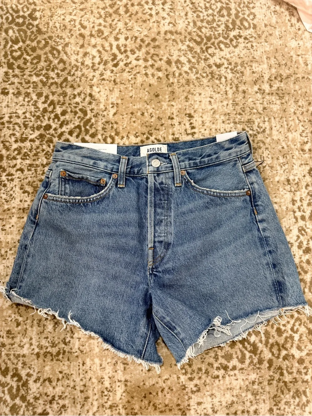 Agolde parker long short dark Blue Frayed Hem size 25 Shorts
